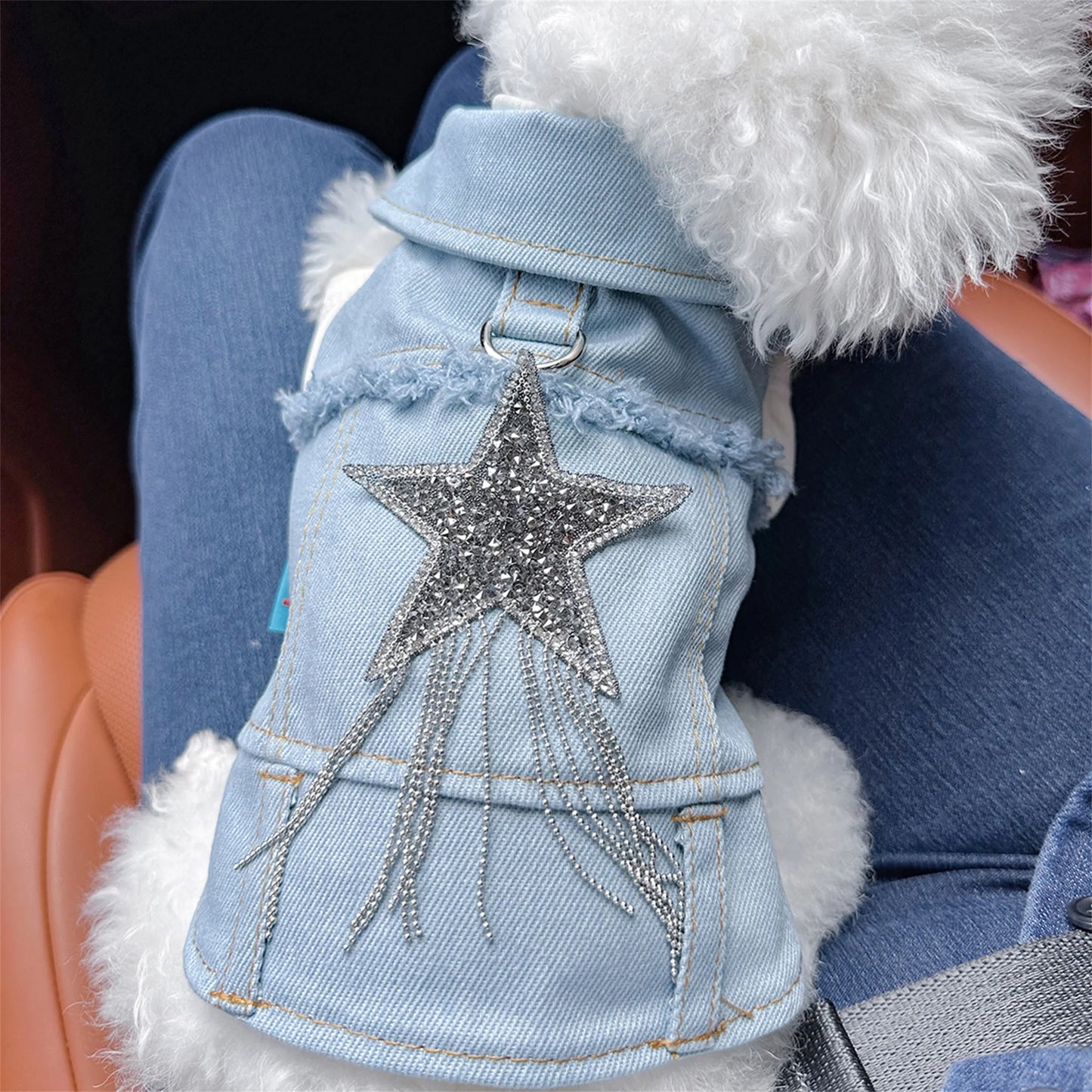 Pet Denim Jacket Vest Costume Vintage Jean Coat Shirt Cosplay Outfit for Everyday Wear and Special Occasions