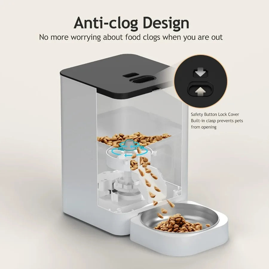 Automatic Timed Pet Feeder for Cats and Dogs with Programmable Portion Control 4 Daily Meals Schedule Dry Food Dispenser Featur