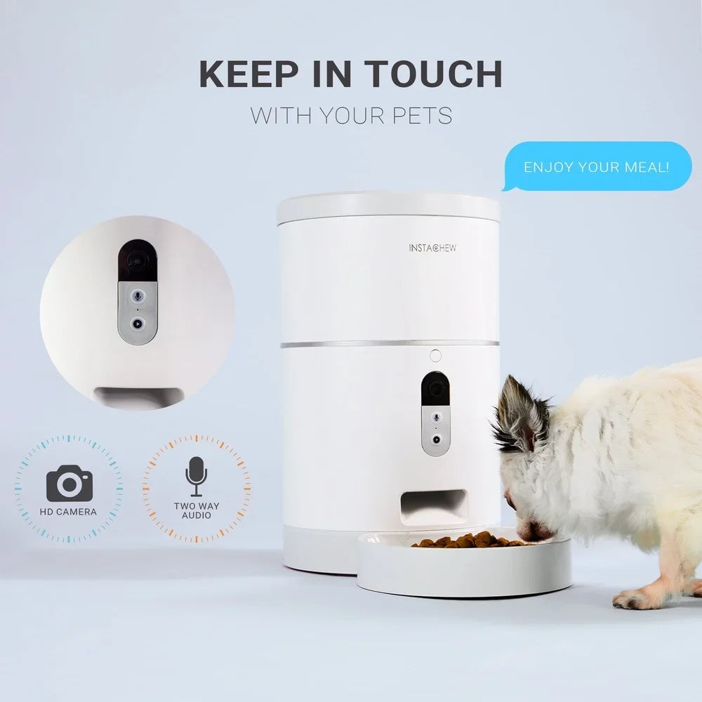 Smart Automatic Pet Feeder with HD Camera Portion Control Programmable Treat Dispenser App Control 2 Way Audio Dogs Cats