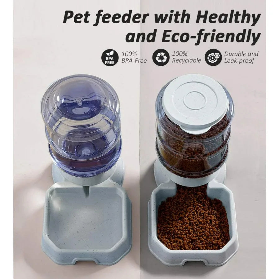 Automatic Pet Feeder and Water Food Dispenser for Dogs Cats Rabbits Bunnies with 100 BPAFree Design Gravity Refill System Easy