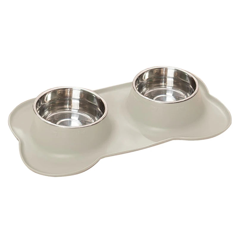 Stainless Steel Pet Dog Feeder Silicone Anti-spill Cats Dog Double Bowl Pet Feeding Drinking Water Bowls Dog Food Dispenser