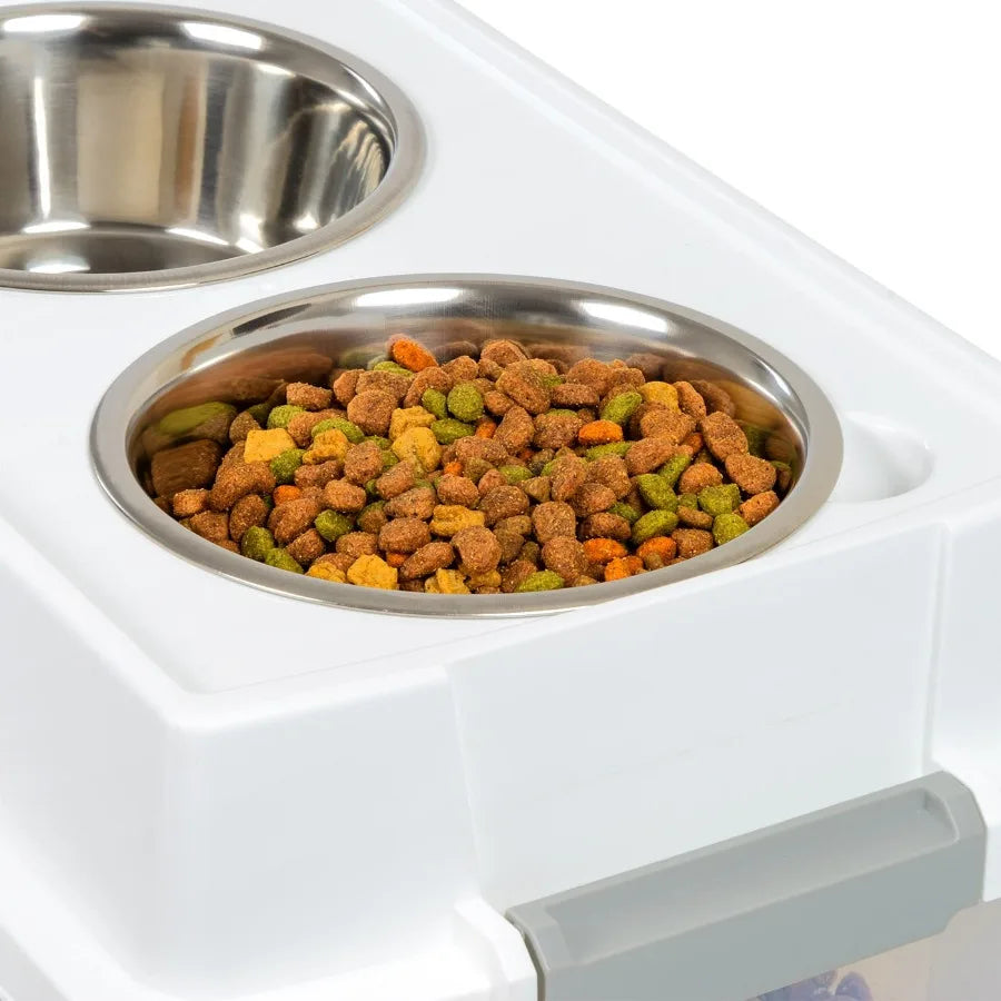 47 Lbs Airtight Pet Food Container for Dog and Cat Food Storage with Builtin Treat Dispenser and Measuring Bowls Ideal for Kitc