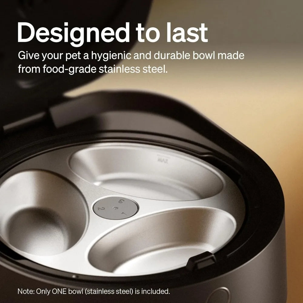 Automatic Cat Feeder Wet Food with Stainless Steel Bowl, Refrigerated Auto Cat Feeder with Semiconductor Cooling, 3 Fresh Meals