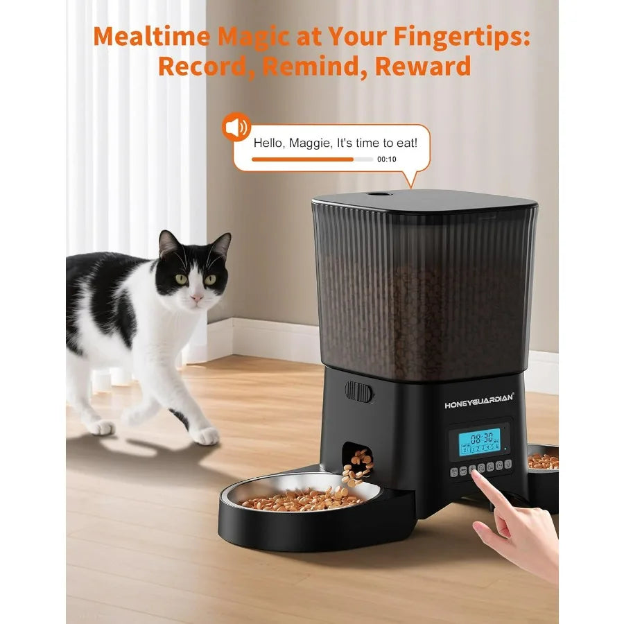 Automatic Cat Feeder for 2 Cats with Timed Dispensing Programmable Portion Control and 10s Voice Recorder for Daily Feeding Rou