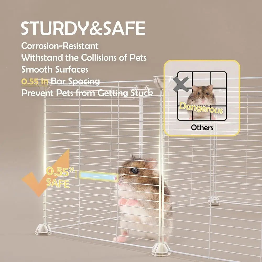 Guinea Pig Cages Small Animal Playpen with Waterproo PVC Liner & Washable Pee Pad & Storage Space, C&C Cage or Guinea Pigs, Hedg