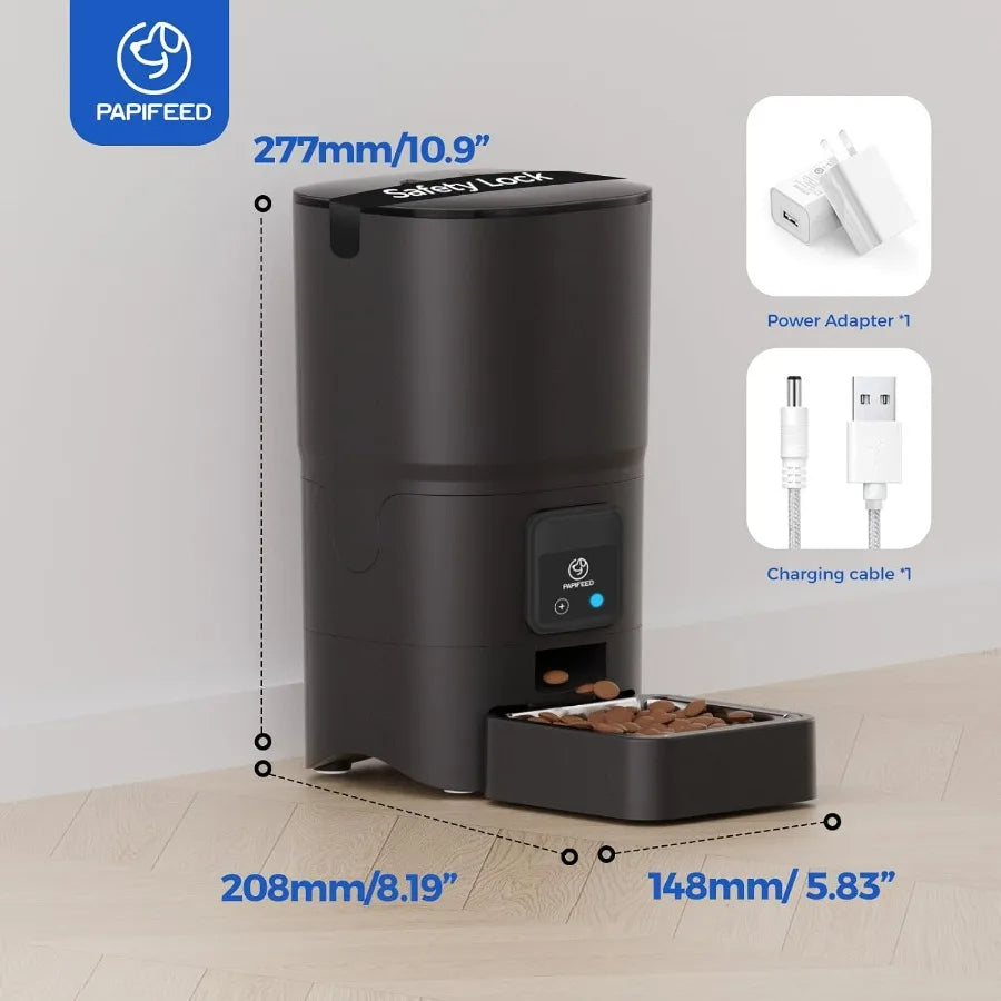 2.4G WiFi Automatic Cat Feeder with APP Control for Remote Feeding 6L Capacity and 25Cup Storage Detachable Design for Easy Cle