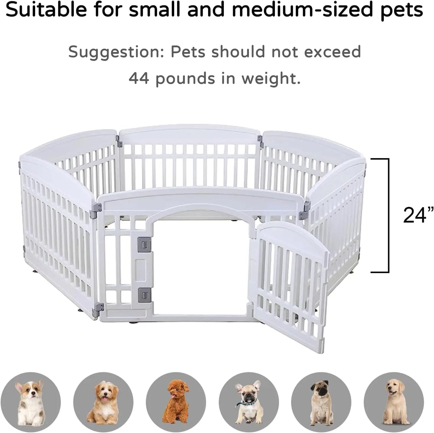 Heavy Plastic Pet Playpen for Dogs and Small Pets, 6-Panel Folding Cage Indoor Outdoor Use
