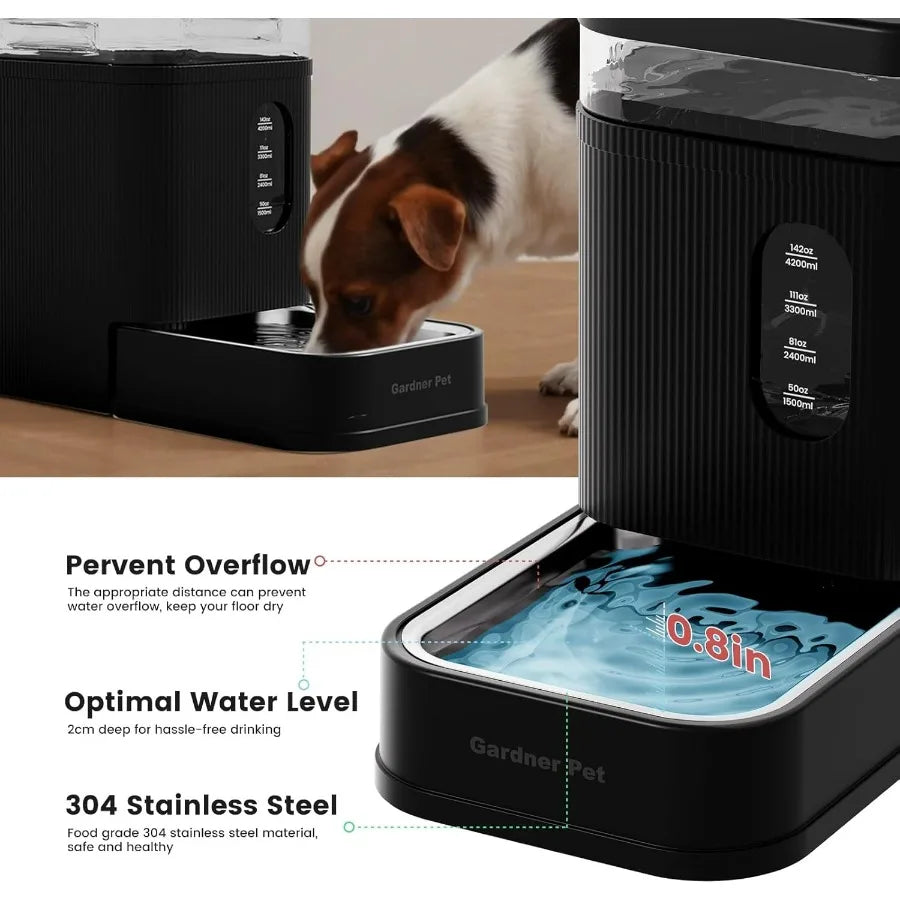 Automatic Dog Water Dispenser with Gravity Feeding System and Stainless Steel Bowl for Large Pets 6.5L HighCapacity BPAFree Wat