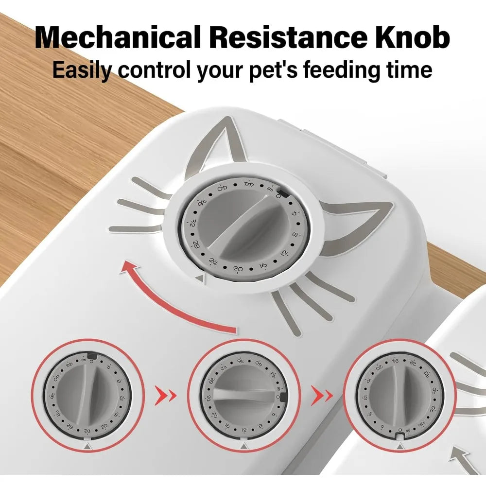 Automatic 2-Meal Cat Feeder - 48H Timed Wet Cat Food Refrigerated Dispenser with 2 Ice Packs for Puppies and Kittens in Yogurt a