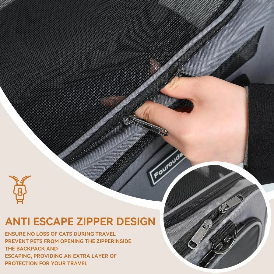 Foldable SoftSided Pet Carrier for Cats and Small Dogs Up to 20 Lbs with 4 Ventilated Windows EscapeProof Design Airline Approv