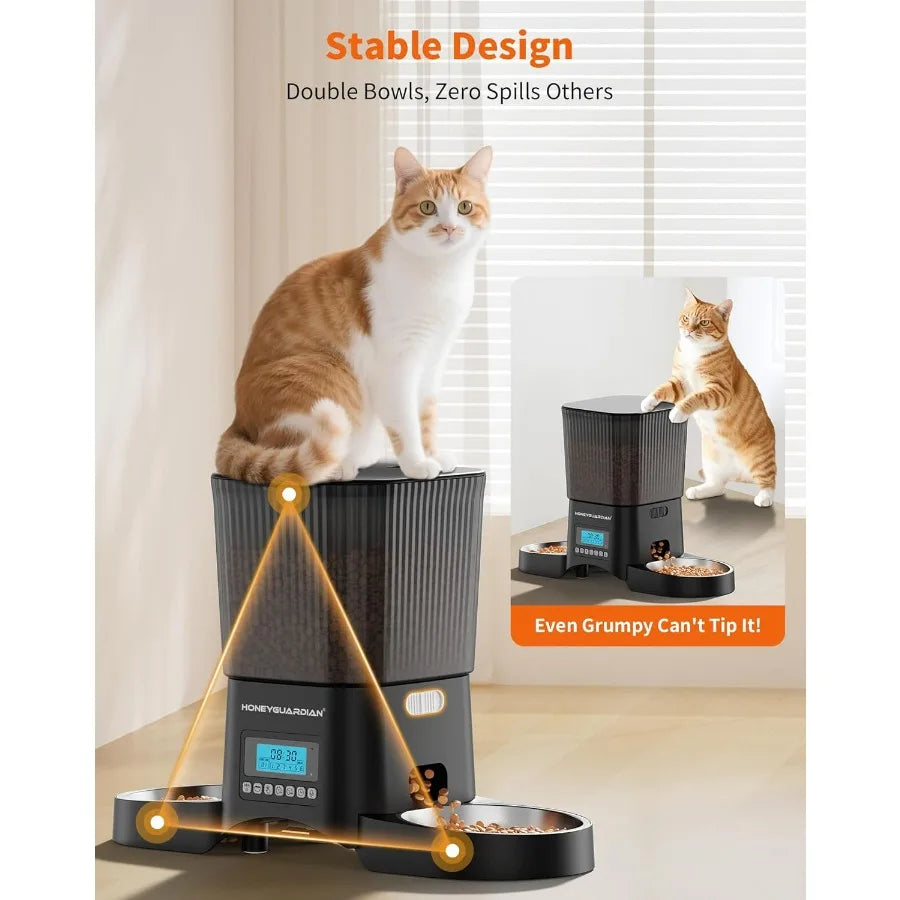 Automatic Cat Feeder for 2 Cats with Timed Dispensing Programmable Portion Control and 10s Voice Recorder for Daily Feeding Rou