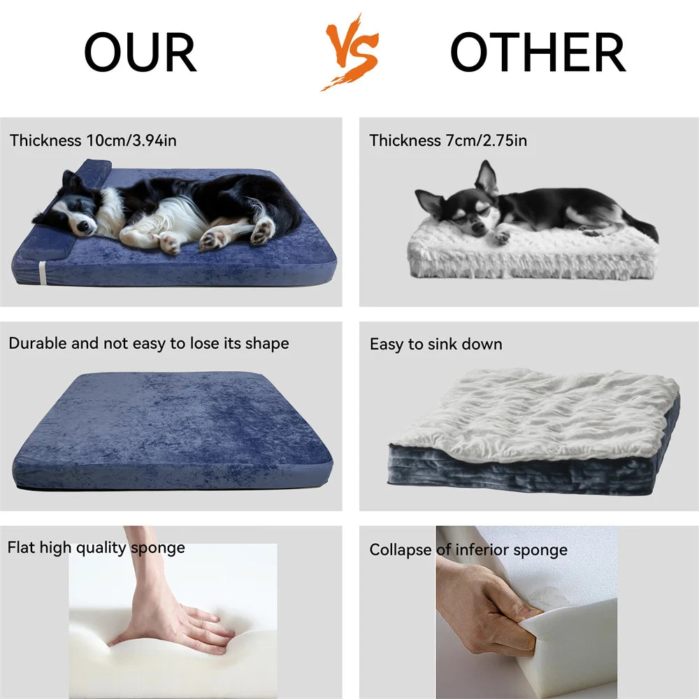 Stunning Large Dog Bed with Headboard Thicken Soft Dutch Velvet Pet Sofa Bed Elevated Frame Pet Lounge Bed for Medium Large Dogs