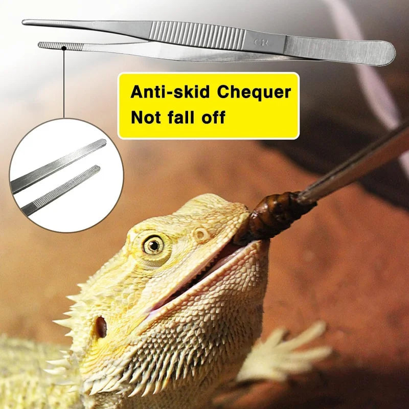 2Pcs Reptile Food Dish Bowls Worm Feeder Gecko Ceramic Pet with Tongs Tortoise Bearded D