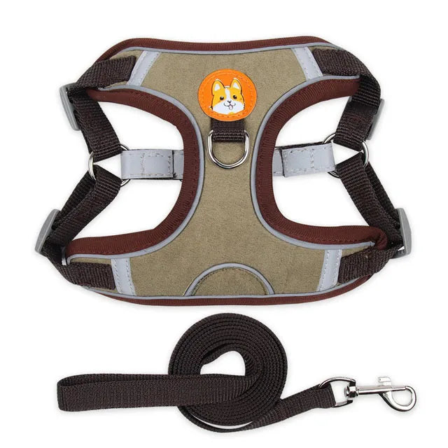 Pet Dog Harness and Leash Set Adjustable Flannel Chest Harness Reflective Breathable For Small Dogs Teddy Chihuahua Pet Supplies