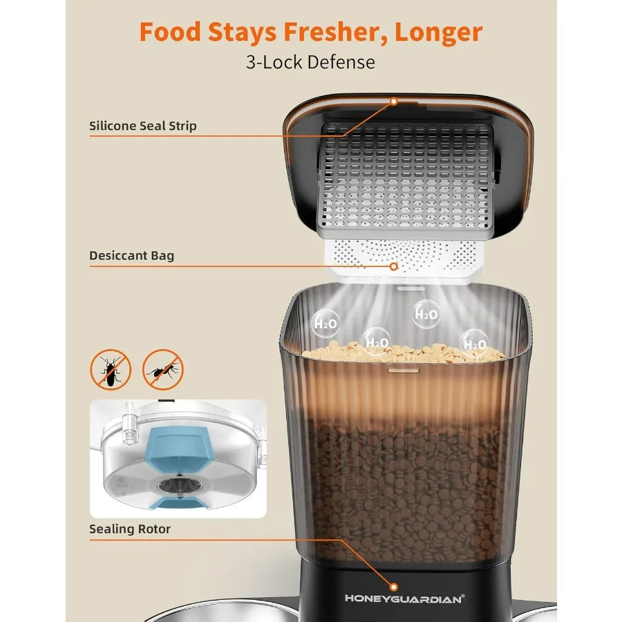 Automatic Cat Feeder for 2 Cats with Timed Dispensing Programmable Portion Control and 10s Voice Recorder for Daily Feeding Rou
