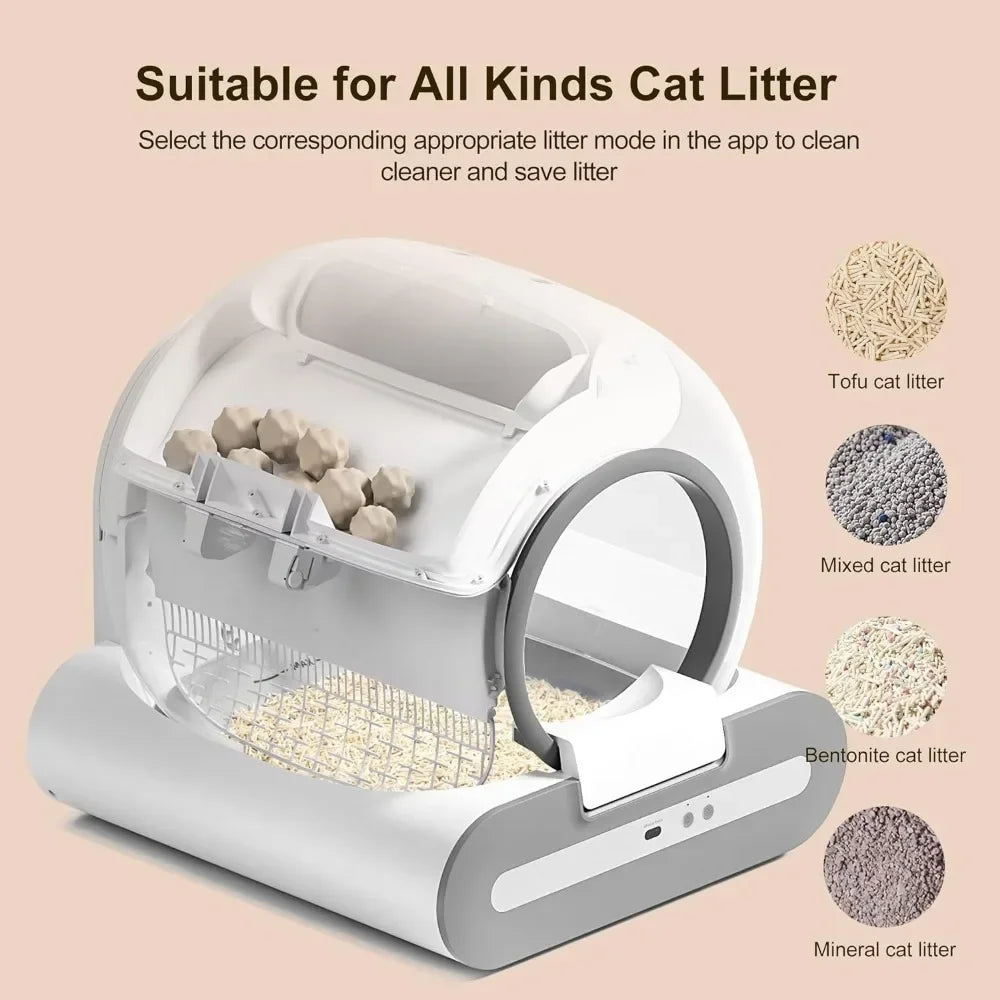 Self Cleaning Cat Litter Box, 65L Automatic with APP Control, Electric Self-Scooping & Dual Safety for Multi-Cats