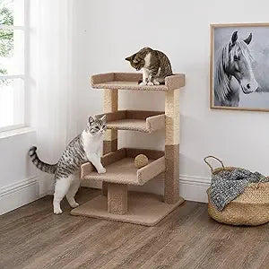 Nala Cat Tree Tower - 3 Tier Cat condo for Large Cats Tower with Scratching Post Multi - Level Tree for Large Indoor Cats by Noa