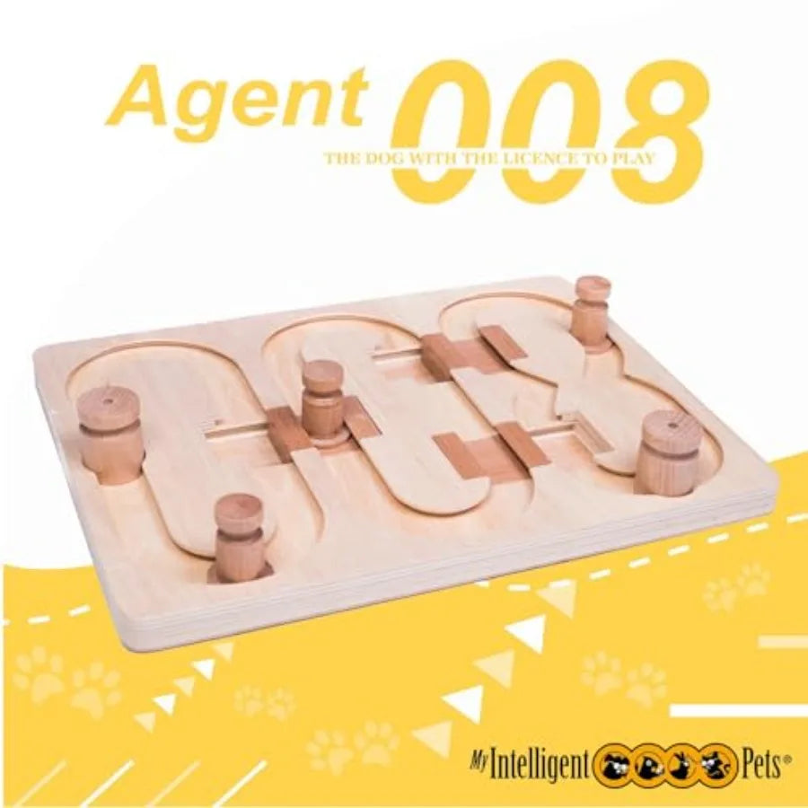 Agent 008 - Interactive Wooden Puzzle Toy for Dogs Fun Brain Game for Intelligence Training Challenging Mental Stimulation for