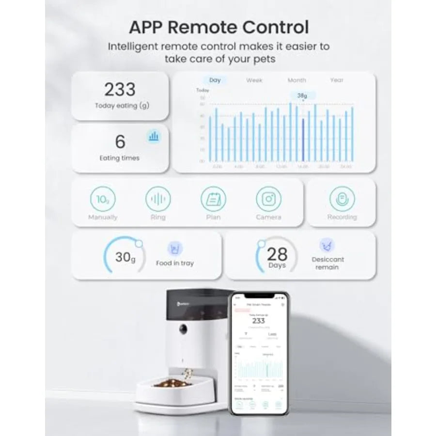 Smart Automatic Pet Feeder with Timed Dispensing and App Control for Cats and Dogs 3.5L Food Storage Capacity Handmade Ceramic