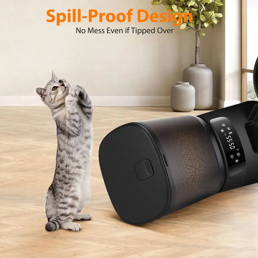 Cat Feeders for Two Cats, 5L 20 Cups Double Automatic Cat Food Dispenser with 2 Stainless Bowls, Timer Setting 20 Portions 6 Mea