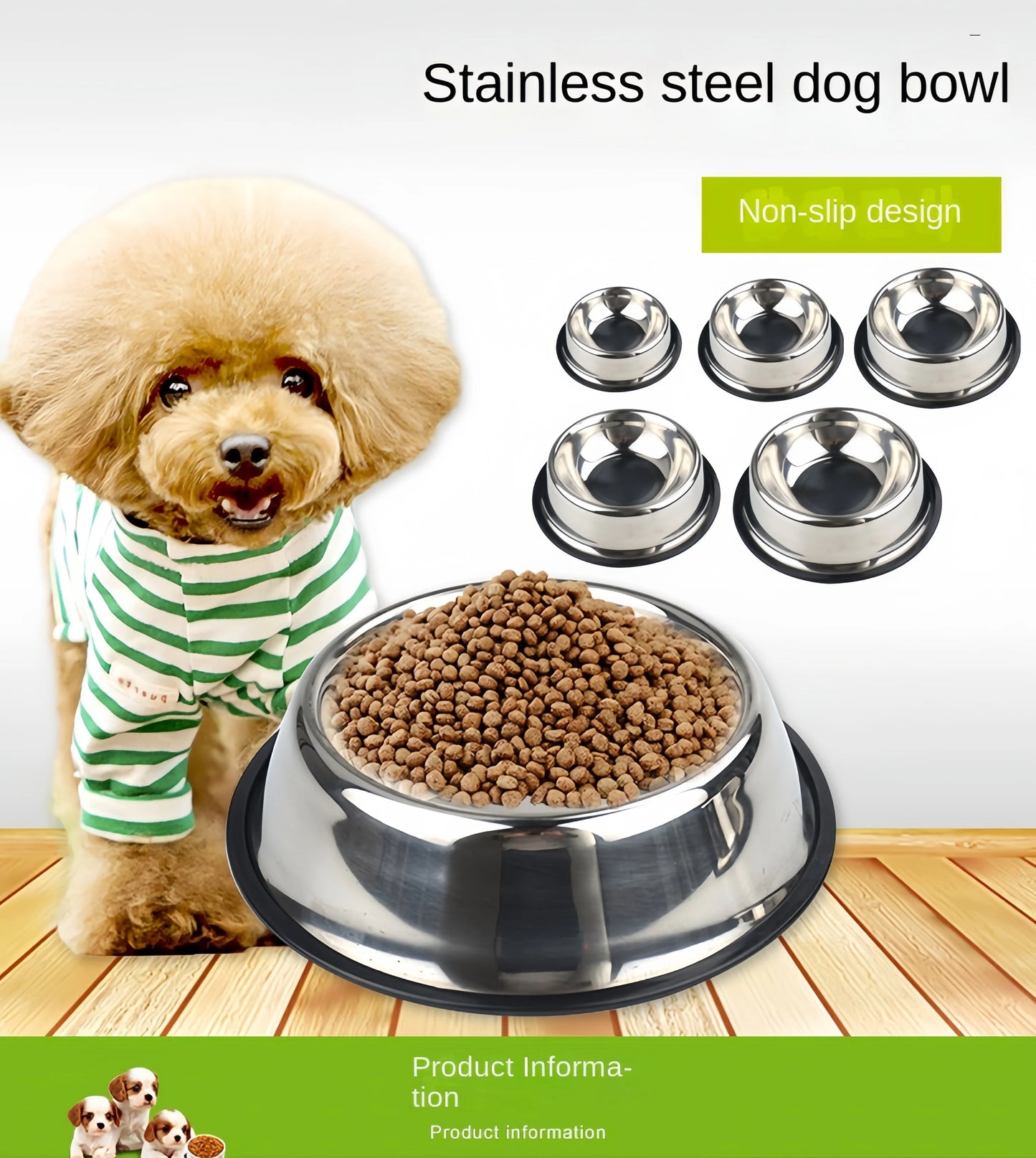 Pet Dog Cat Stainless Steel Bowl Pet Feeding Bowl Cat and Dog Drinking Bowl Metal Feeder Durable Easy To Clean 6 Sizes