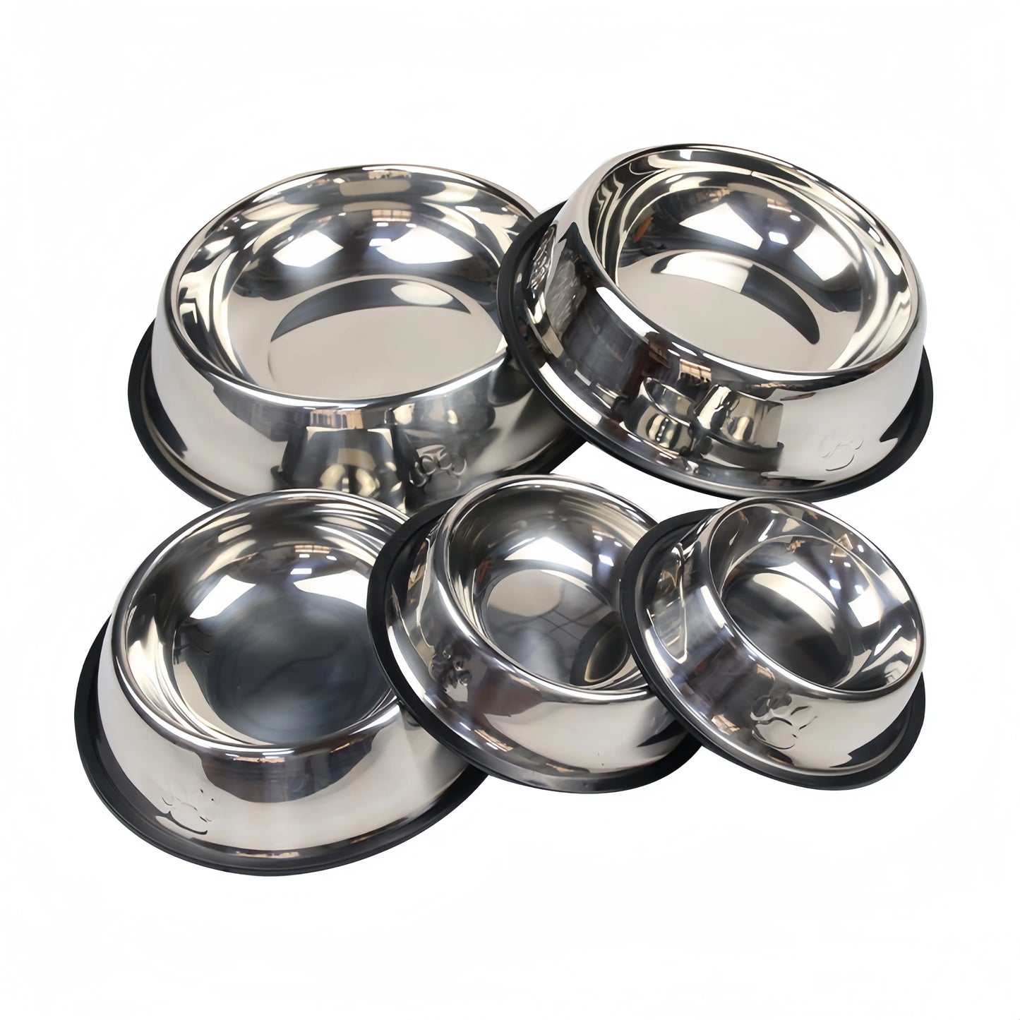 Pet Dog Cat Stainless Steel Bowl Pet Feeding Bowl Cat and Dog Drinking Bowl Metal Feeder Durable Easy To Clean 6 Sizes