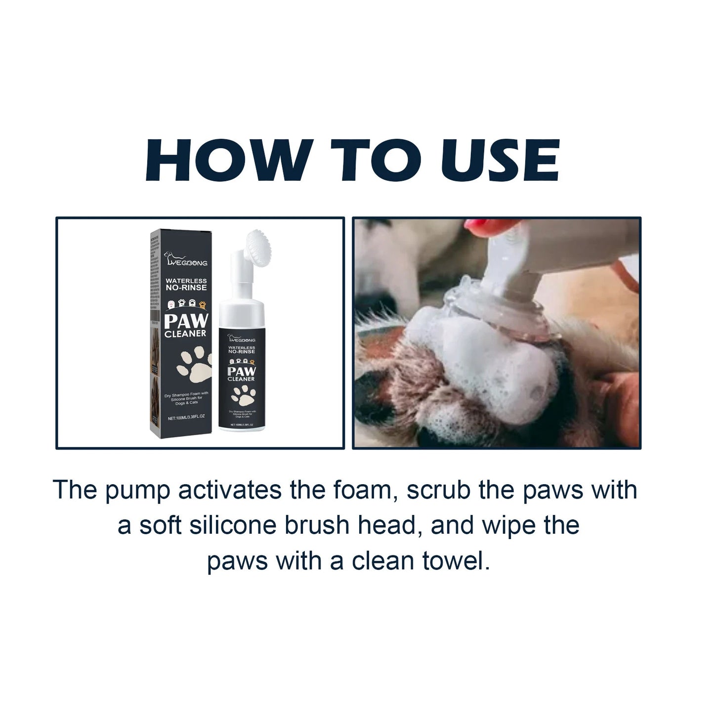 Yegbong Waterless Pet Paw Cleaner Rich Bubble Cleaning Paw Dirt Non-irritating Maintain Pet Paw Non-toxic No Rinsing Paw Cleaner