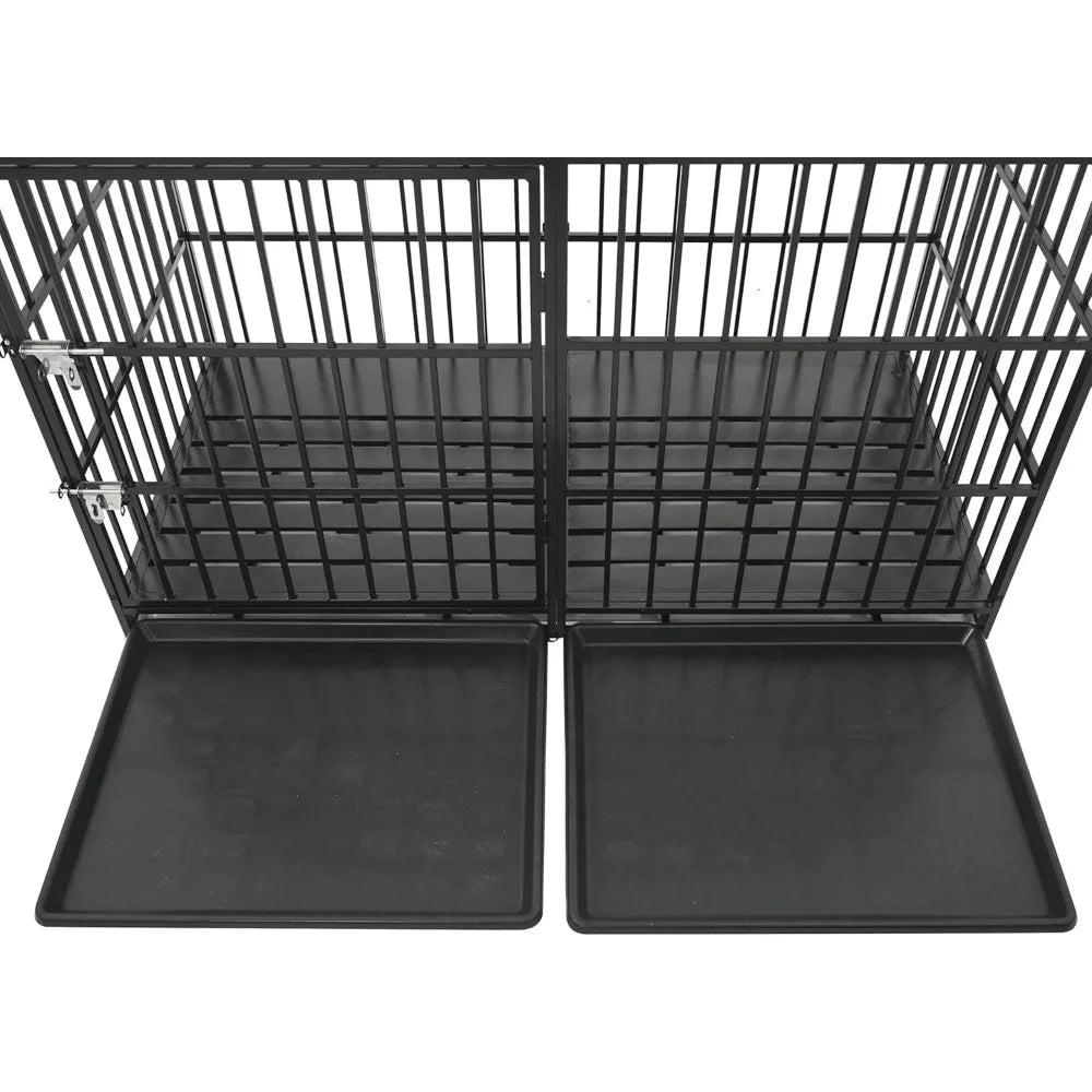 Extra Large Heavy Duty Dog Crate Metal Dog Kennels Cage with Mat and Trays for Large Dogs