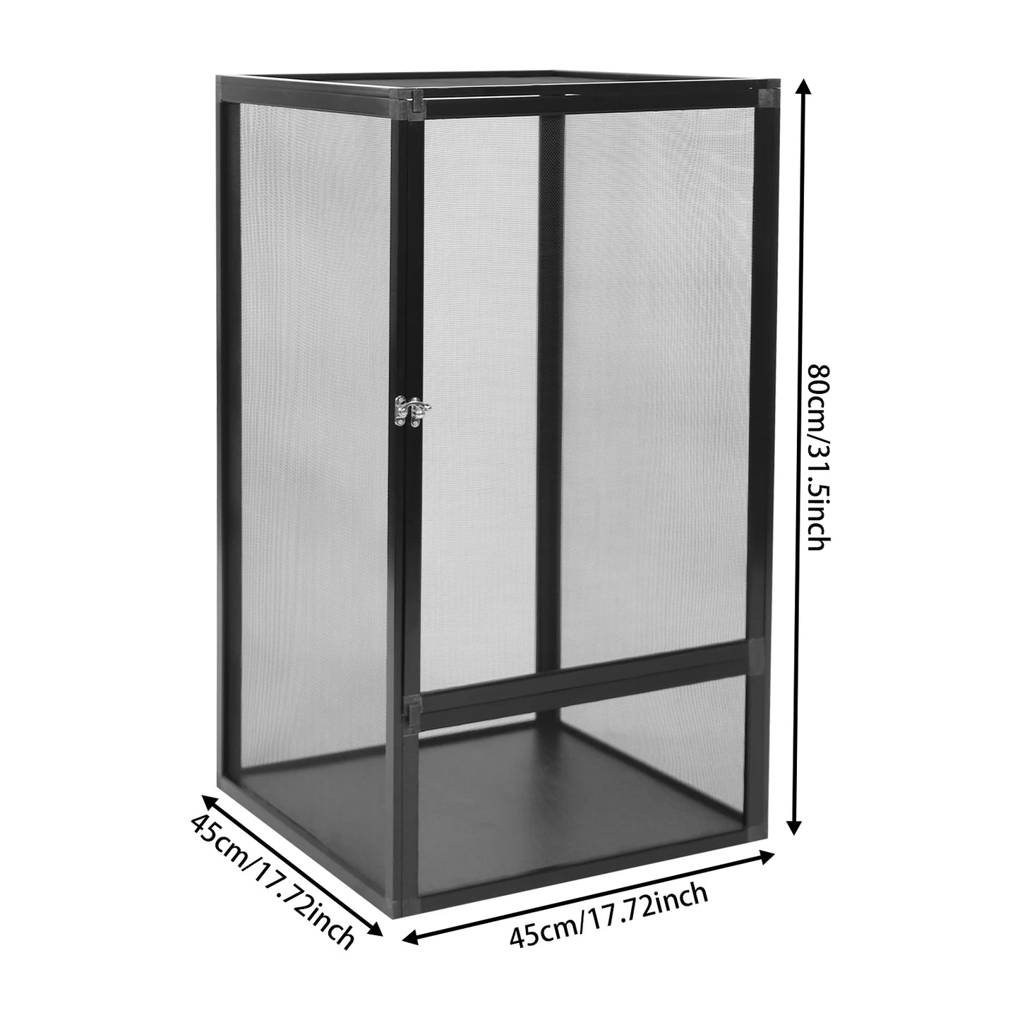 Micro Habitat Terrarium Enclosure, Rectangular Freestanding Reptile Feeding Box, Reptile Pet Feeding Net Box Black 20kg