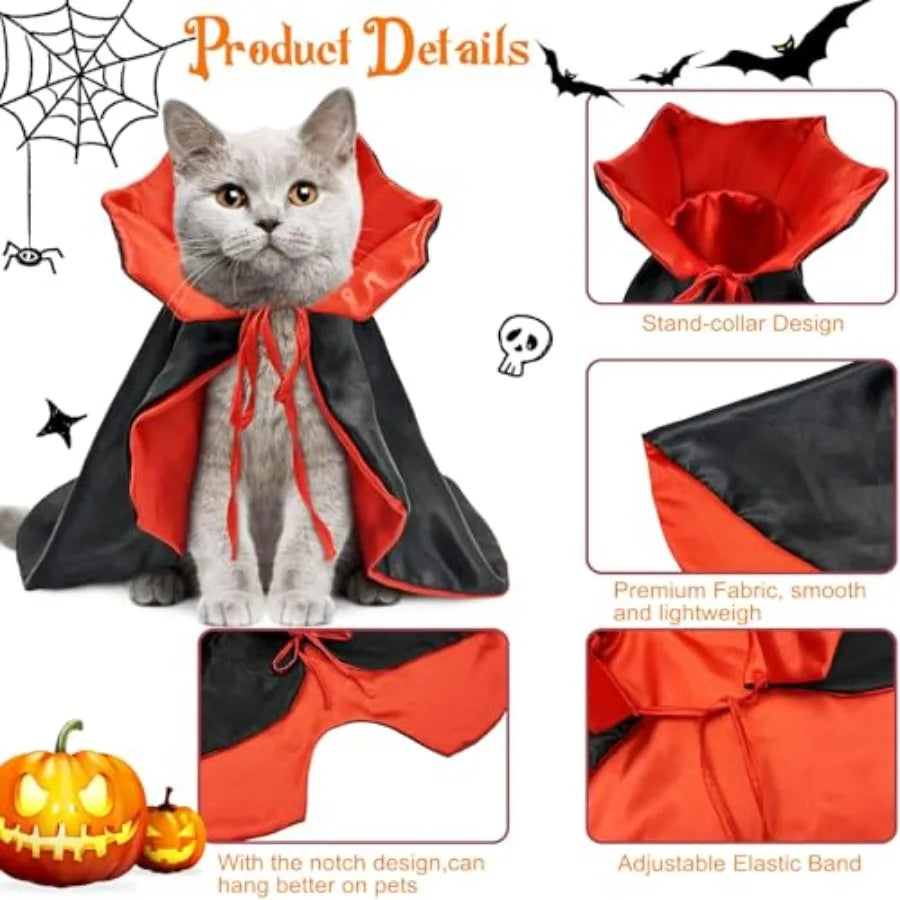 Cat Halloween Costumes Adjtable Vampire Cape Cloak Accessories for Kitten Small Dogs Black Bat Cat Masks Cosplay C at Outfits S