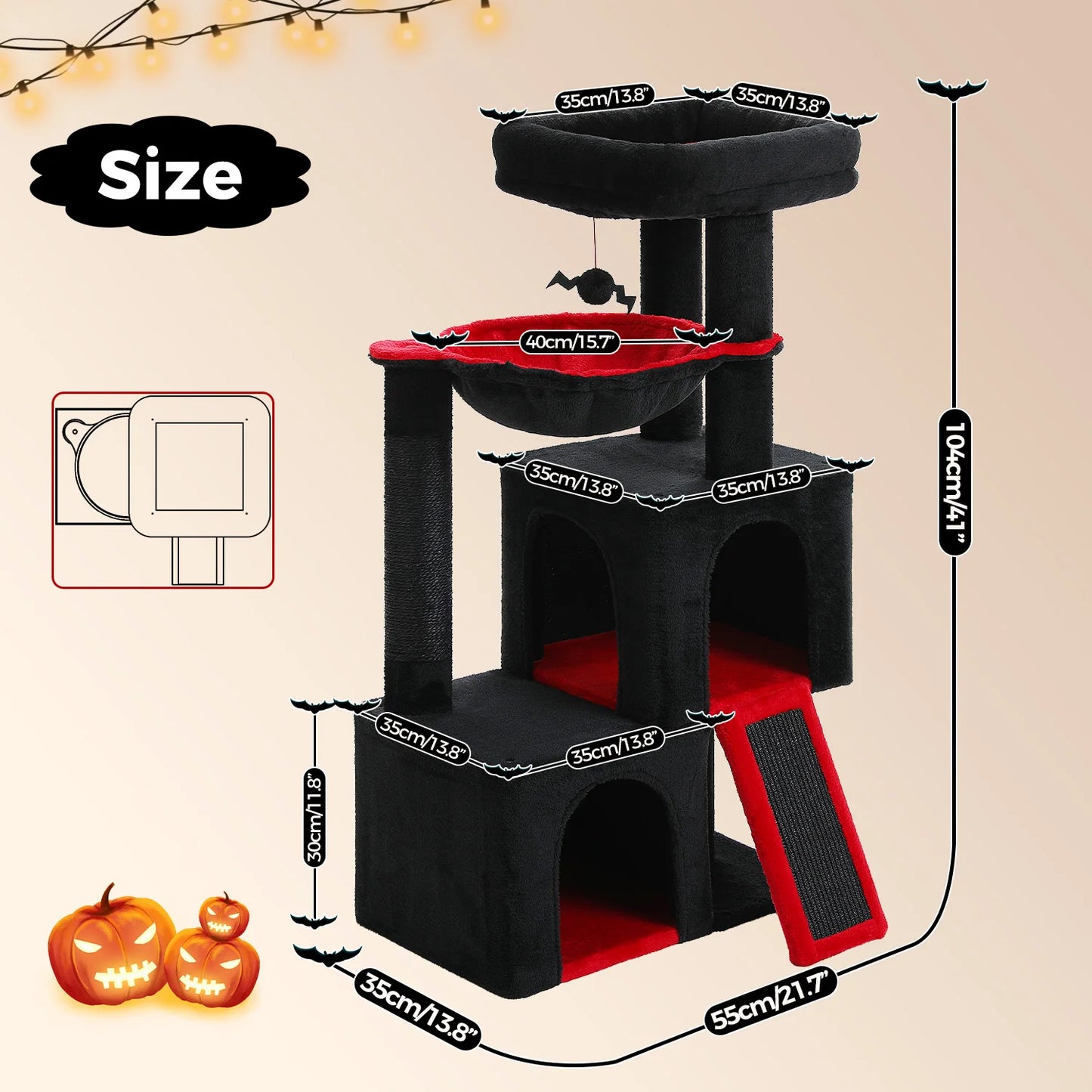 Large Cat Tree for Indoor Cats Multi-Level Cat Tower with Spacious Condos Sisal Scratching Pad Kitten House Accessories Cat Toys
