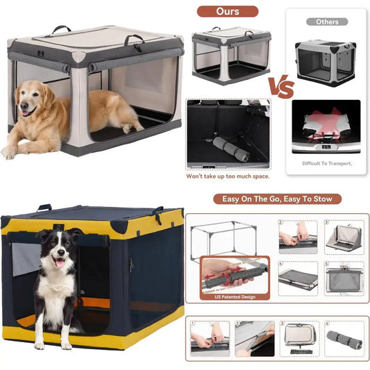 A4Pet Dog Crates for Large Dogs - 40 Inch Adjustable Stainless Steel Frame, Lightweight, Durable and Foldable, Collapsible Dog C