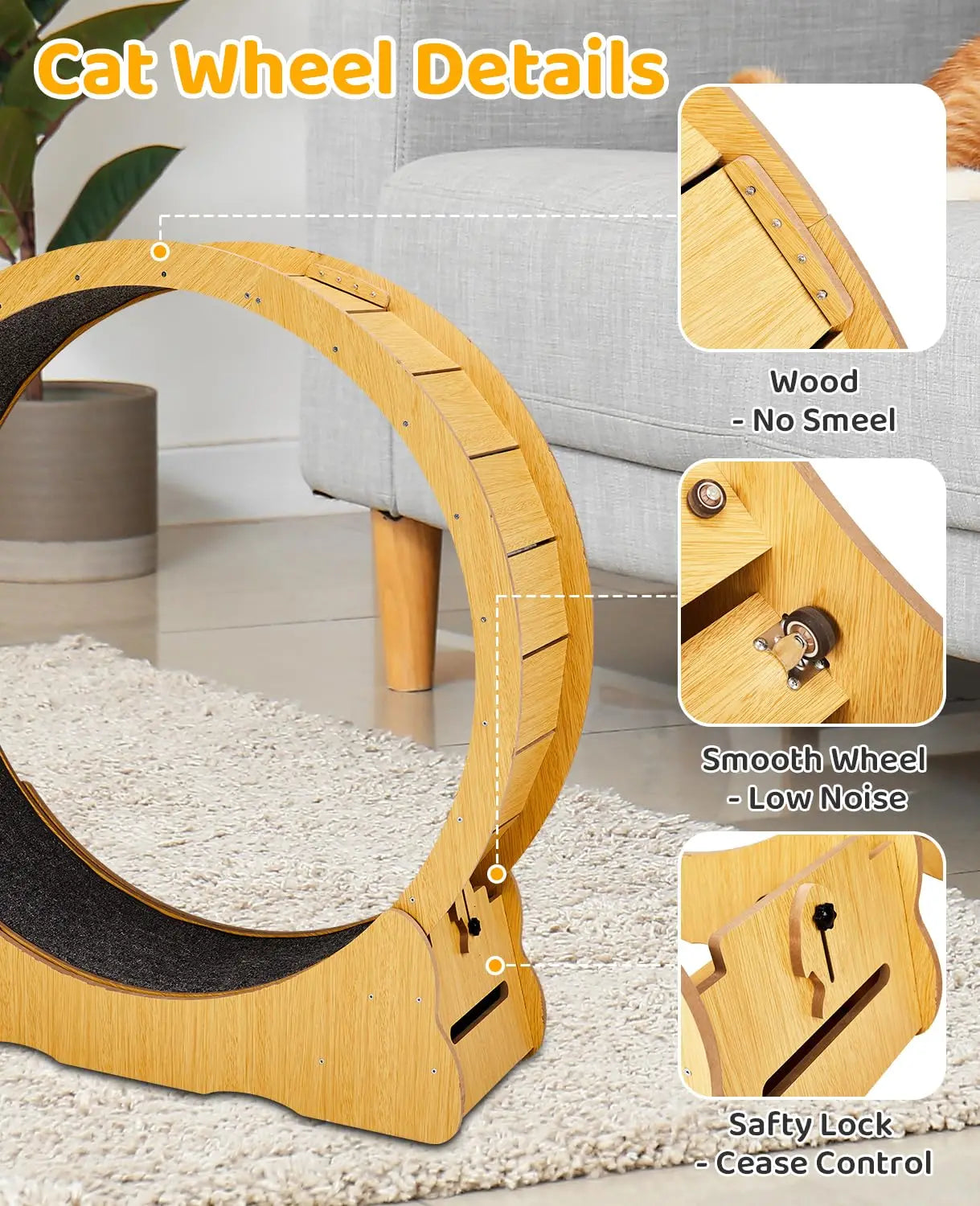 Cat Wheel Exerciser for Indoor Cats, 39.4-inch Large Cat Exercise Wheel for Running Silent, Cat Treadmill with, Customized