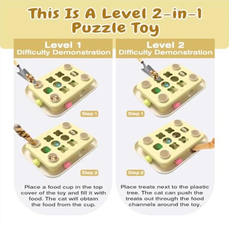 3 Ways to Play Large Size Cat Treat Puzzle Toy U.S. Brand Design Track Balls Peek-and-Play Box for Indoor Cats Puzzles Slow Fee