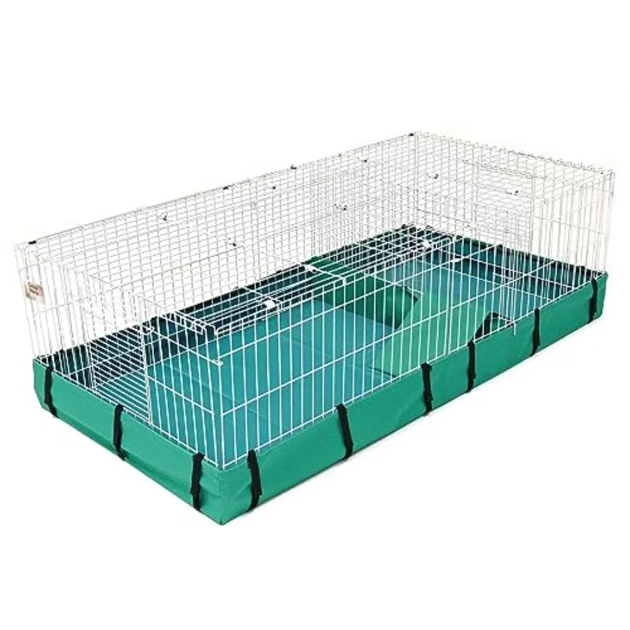 Expandable small animal cage with divider panel and hinged top for guinea pigs featuring washable PVC canvas bottom ideal for m