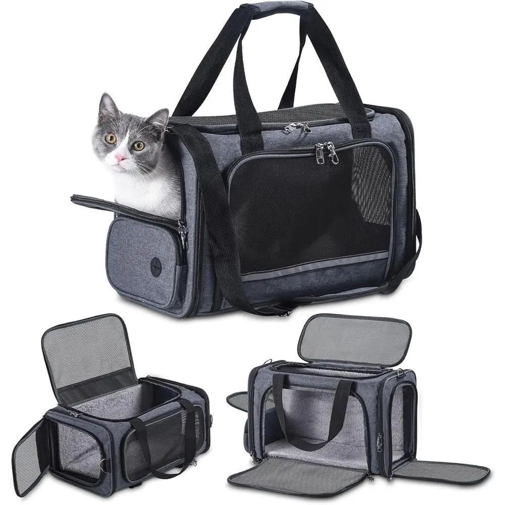 Cat Carrier Pet Travel Carrier by Airplane Approved Under seat, TSA Airline Approved Soft-Sided Dogs Carrier Bag for cat,Dogs,17