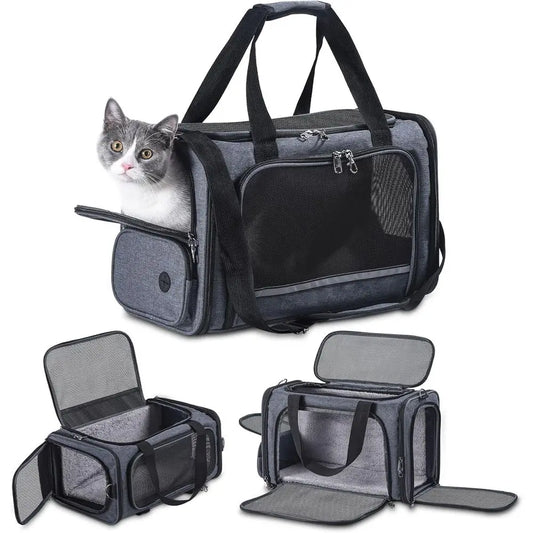 Cat Carrier Pet Travel Carrier by Airplane Approved Under seat, TSA Airline Approved Soft-Sided Dogs Carrier Bag for cat,Dogs,17