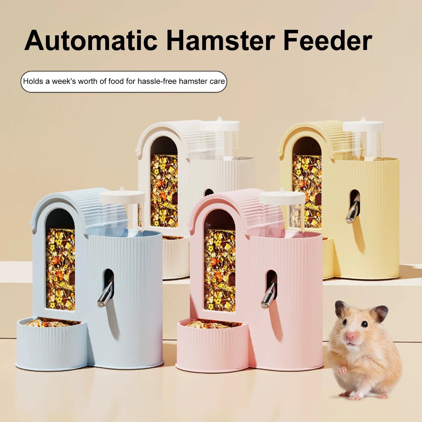 2-in-1 Automatic Bunny Feeder Leak-Resistant Hamster Feeder And Waterer Food Water Dispenser for Hamster Guinea Pig Cage Bedroom
