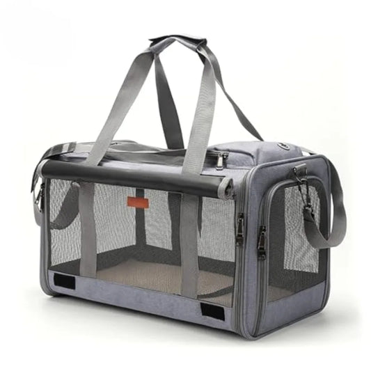 19x10.5x11.5 Inches Soft Sided Collapsible Pet Carrier for Cats and Dogs Up to 20 Ibs Washable Grey Travel Puppy Carrier