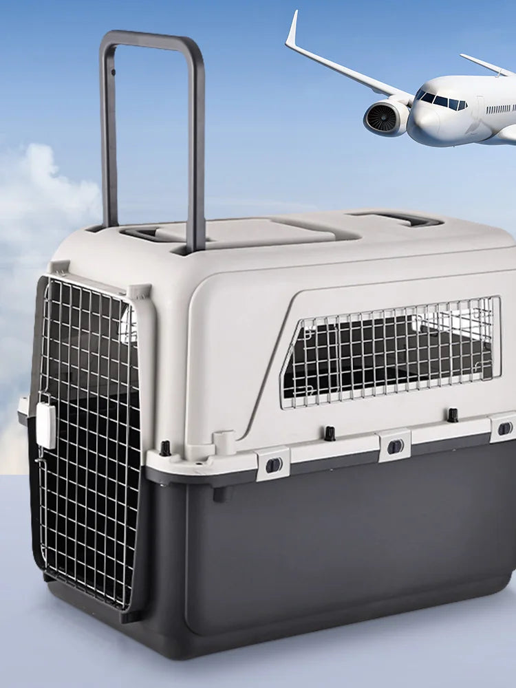 Portable Pet Carrier Kennel Rolling Plastic Dog Travel Cate Pet Cage Suitable for Air Consignment Out for Medical & Road Trip