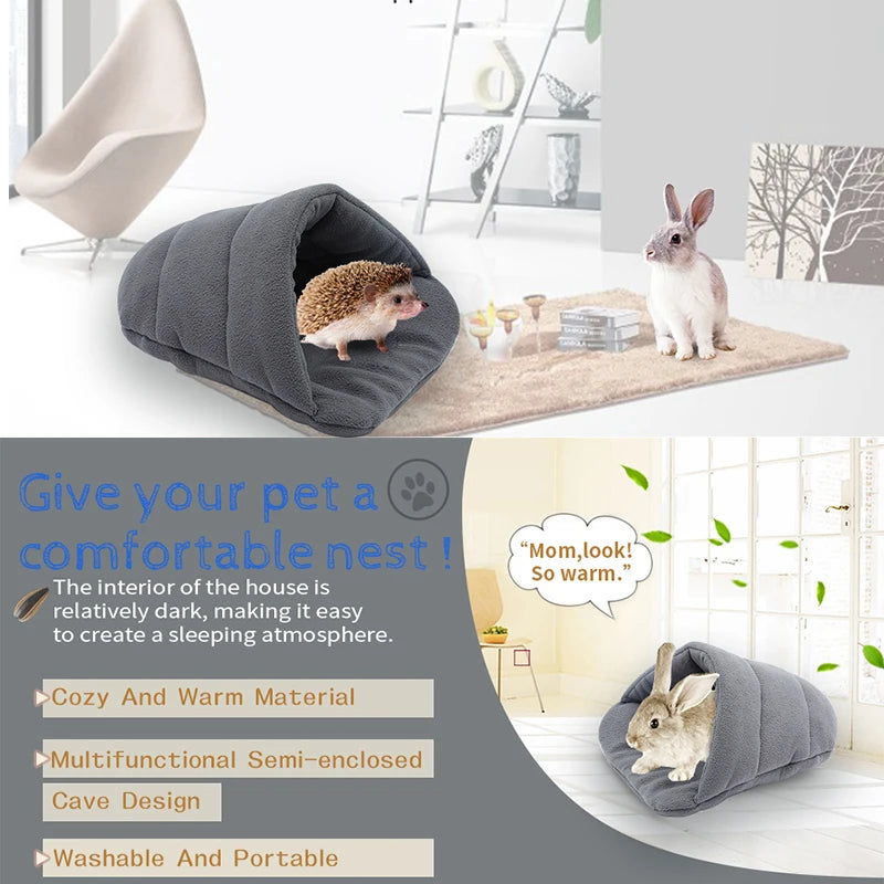 Guinea Pig Warm Bed Rabbit House Hamster Sleeping Bag Small Pet Item Cave Nest Soft Fleece Slippers Bed Guinea Pigs Assessories