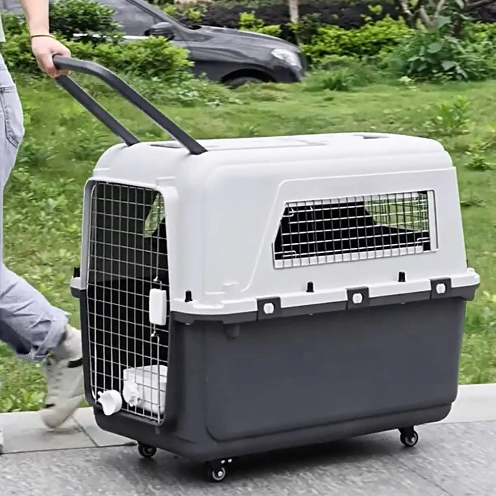 Pet Carrier Airline-Friendly Pet Trolley Case Portable Dog Cat Cage Big Dogs Crates Travel Kennel Airline Wire Door Pets Air Box