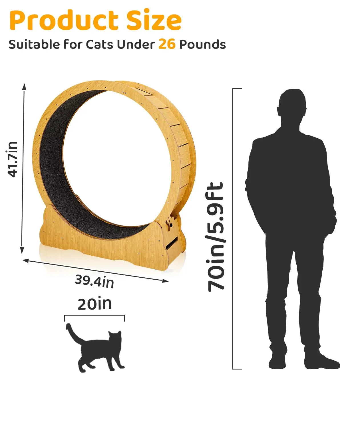Cat Wheel Exerciser for Indoor Cats, 39.4-inch Large Cat Exercise Wheel for Running Silent, Cat Treadmill with, Customized
