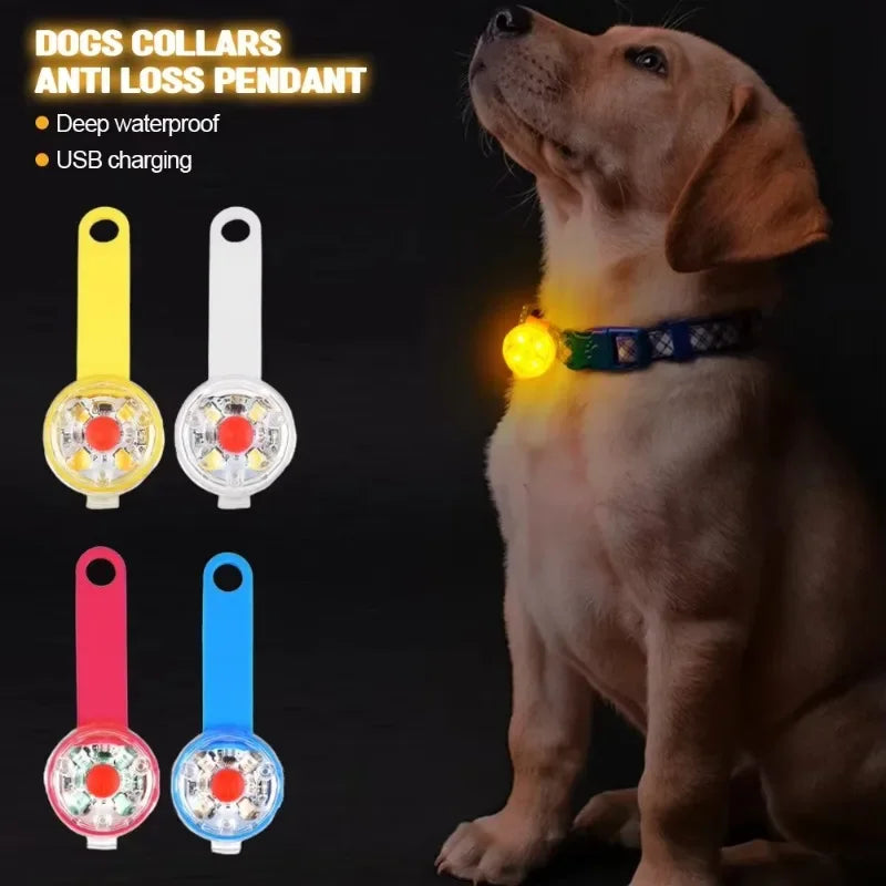 LED Pet Tracking Luminous Pendant Bright Ligh Dogs Collars Dog Wear Loss Weatherproof LED Safety Light USB Rechargeable Safety