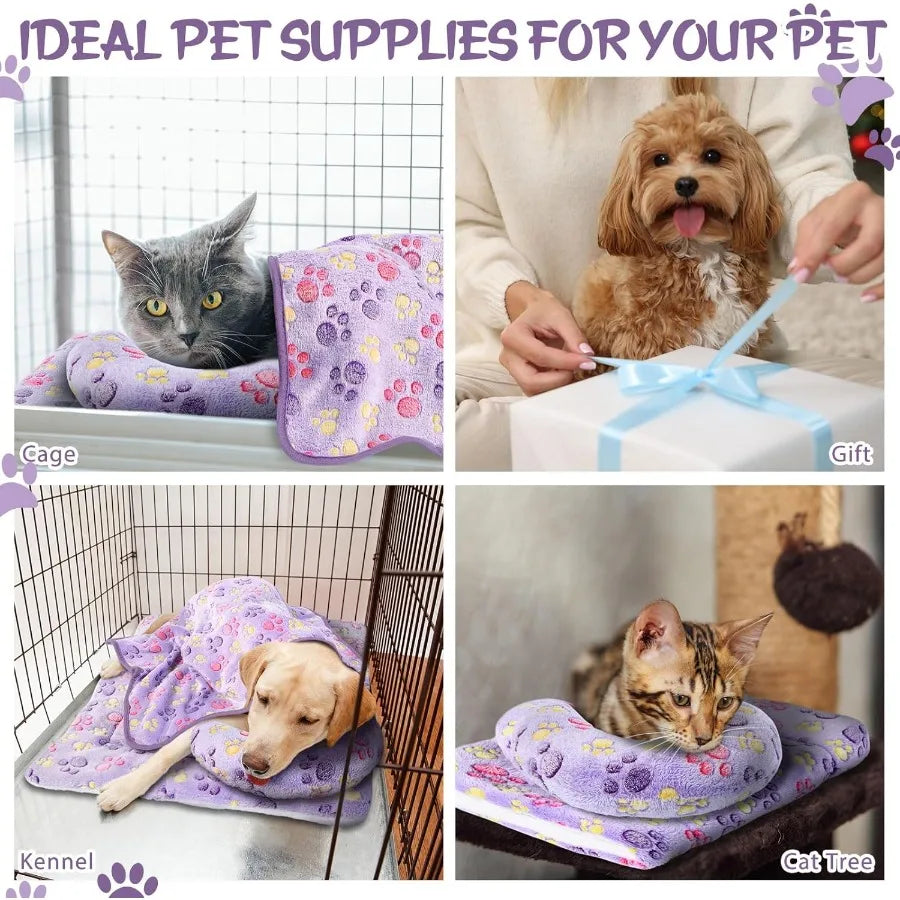 Indoor Cat Bed Mat with Soft Fleece Blanket and Fluffy U-Shaped Neck Pillow for Small Dogs and Cats Washable Warm Calming Half