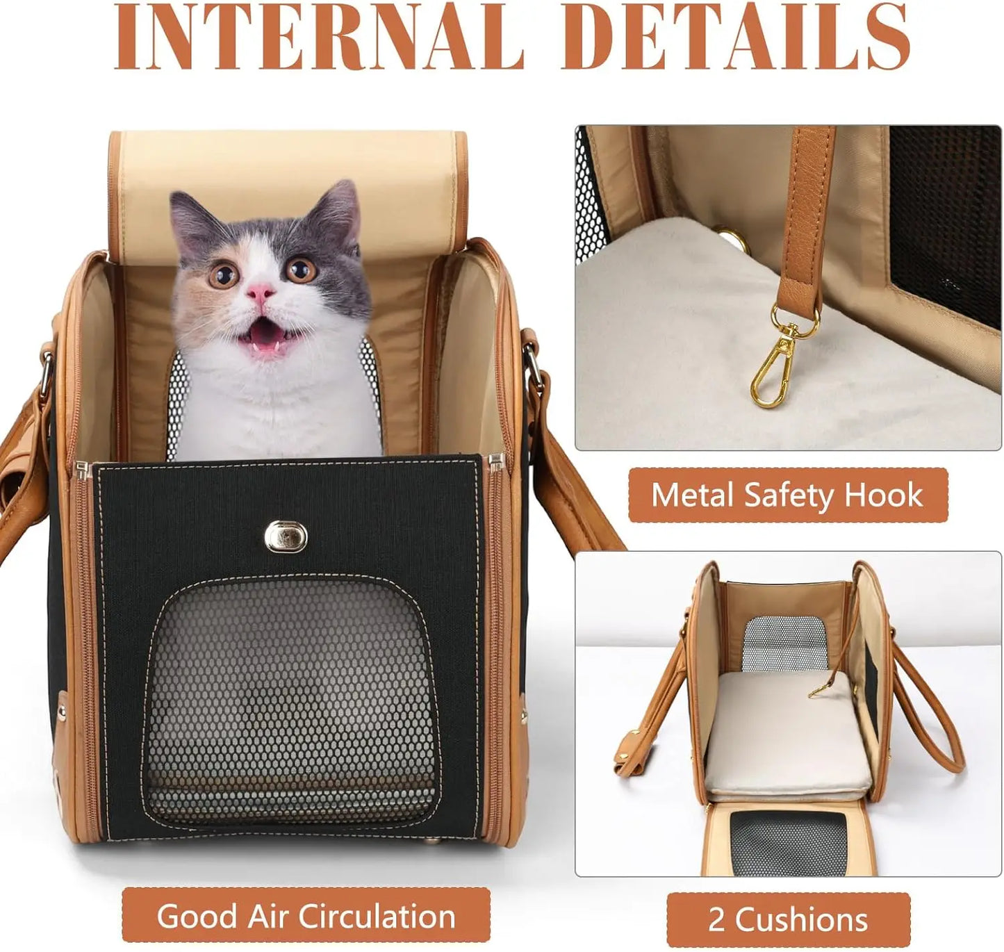 Foldable Waterproof Pet Carrier Purse for Small Dogs and Cats, Portable Travel Bag for Home and Outdoor Use in Black