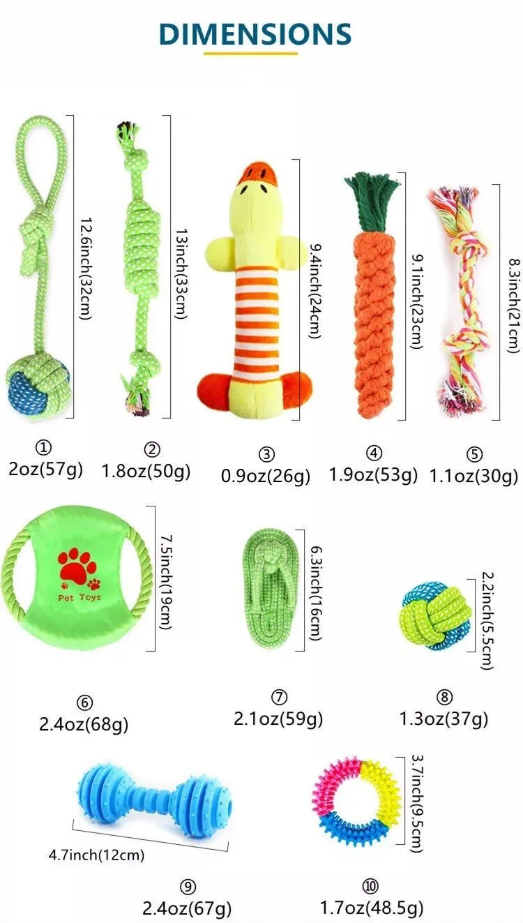 Dog Chew Toys for Aggressive Puppies Durable Teeth Rope Snack Puzzle Fun Interactive Training Treats 10 Pack Best Selling Pet