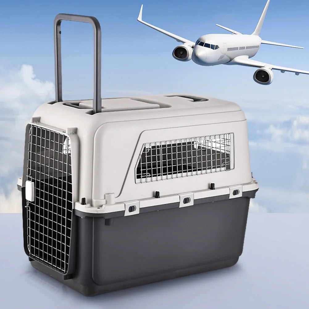 Pet Carrier Airline-Friendly Pet Trolley Case Portable Dog Cat Cage Big Dogs Crates Travel Kennel Airline Wire Door Pets Air Box