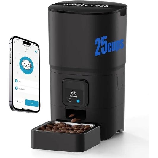 2.4G WiFi Automatic Cat Feeder with APP Control for Remote Feeding 6L Capacity and 25Cup Storage Detachable Design for Easy Cle