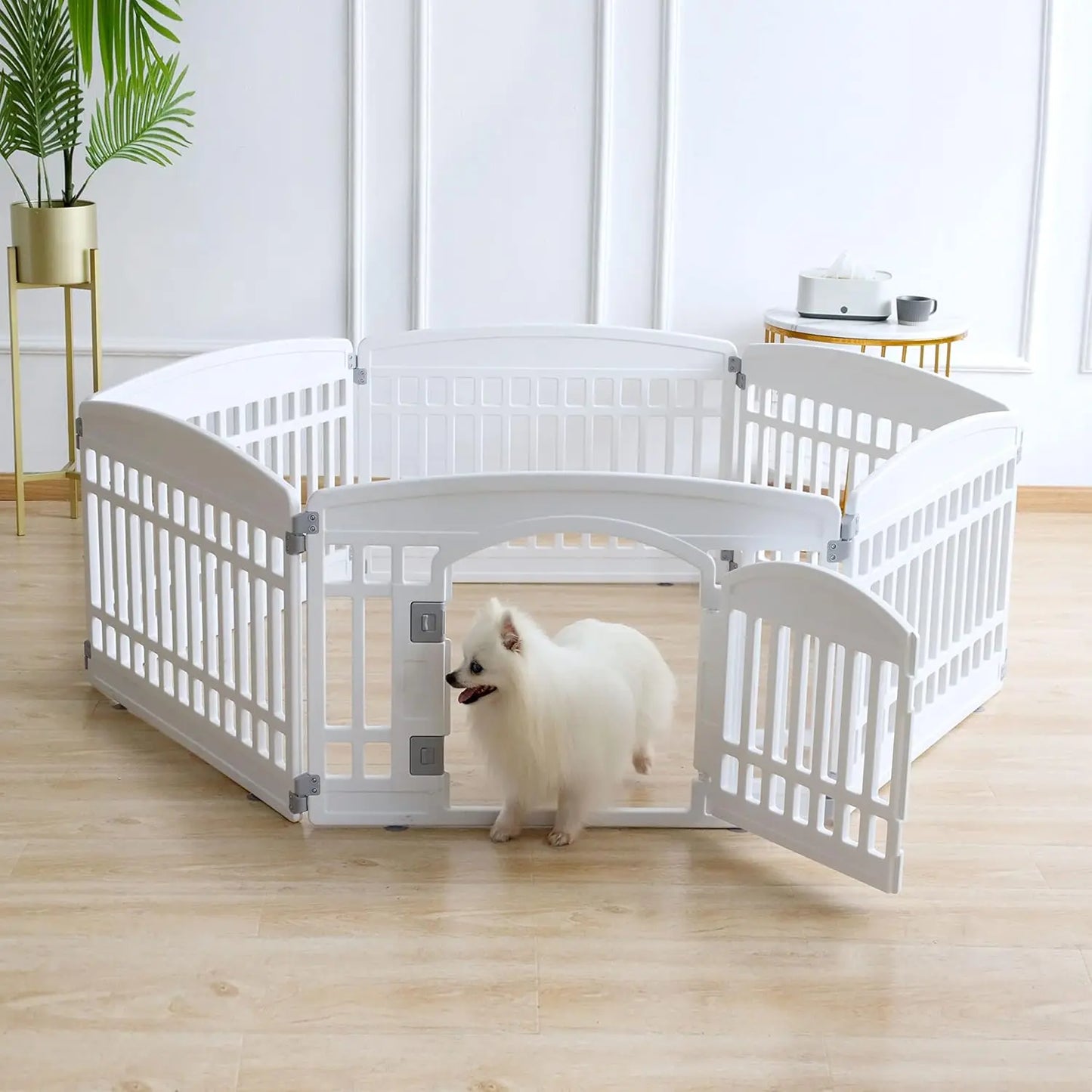 Heavy Plastic Pet Playpen for Dogs and Small Pets, 6-Panel Folding Cage Indoor Outdoor Use